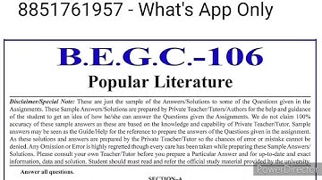 BEGC 106 Solved Assignment 2022-23 | BEGC 106 Solved Assignment 2022-23 PDF | BEGC 106 BAG ENGLISH
