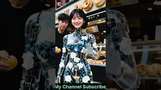 Blueberry Cream Cheese Sauce Dispenser Robot_ in Service #futuristic #robot #technology #humanoid