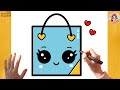 How to Draw a Cute Blue Shopping Bag ???? Simple Easy Drawing For Kids and Toddlers 