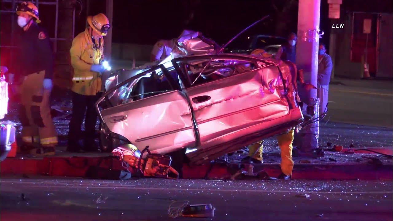 Stringers Live 🔴 Major Crash Leaves Car Split in Half Los Angeles