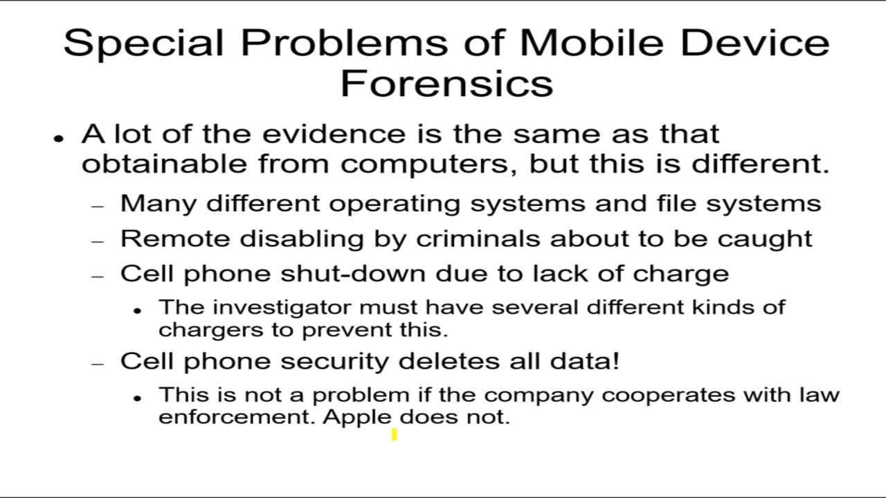 Forensics 21 Mobile Device Forensics 1 Specific Problems of Mobile