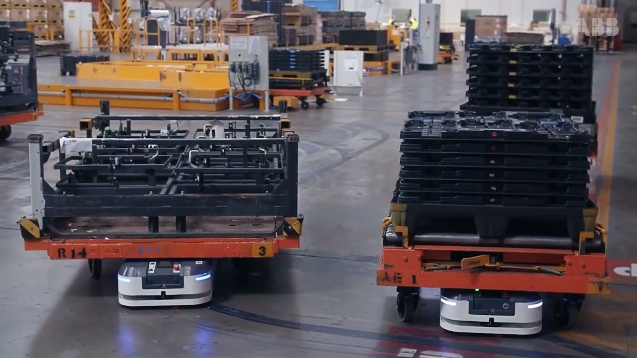 Video thumbnail: Autonomous mobile robots inside a car plant