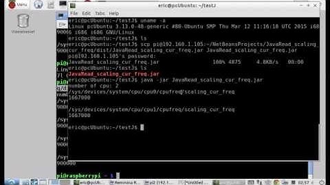 jar build on RPi 2 with NetBeans, run on Ubuntu Linux, Java get CPU frequency by "cat /sys/.../scali