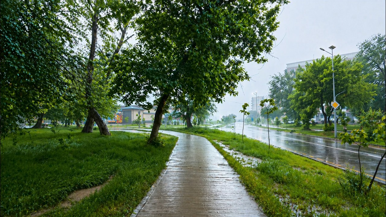 Relaxing Rain Sounds in April Morning Calm City Walk | 4K - YouTube
