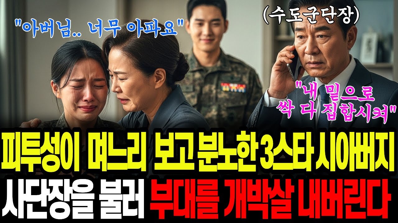 면회 날 피투성이 된 며느리 모습을 보고 분노한 3스타 시아버지는 사단장을 불러 조인트를 까고 부대를 개박살 내버리는데..