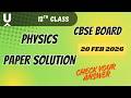 CBSE PHYSICS 2026 SOLUTION