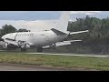 Boeing 737-200 lands with open main cargo door at Mitu, Colombia