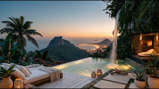 Waterfall Pool at Sunset 💧 Calm Ambient Music & Lofi