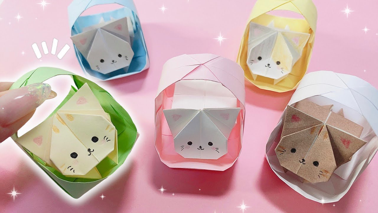 ミニ】ぴょんぴょん折り紙ねこの作り方??持ち運びペットセット 