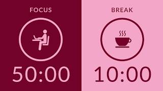 50/10 Pomodoro Timer with Pink Noise 🎧 6-Hour Study with Me for Deep Focus & ADHD ✨