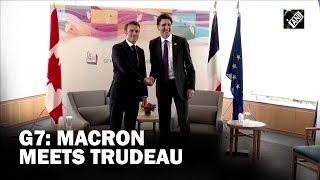 French President Emmanuel Macron meets Canadian PM Trudeau on sidelines of G7 summit