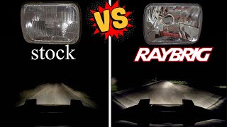 STOCK vs RAYBRIG headlights - INSTALL and REVIEW