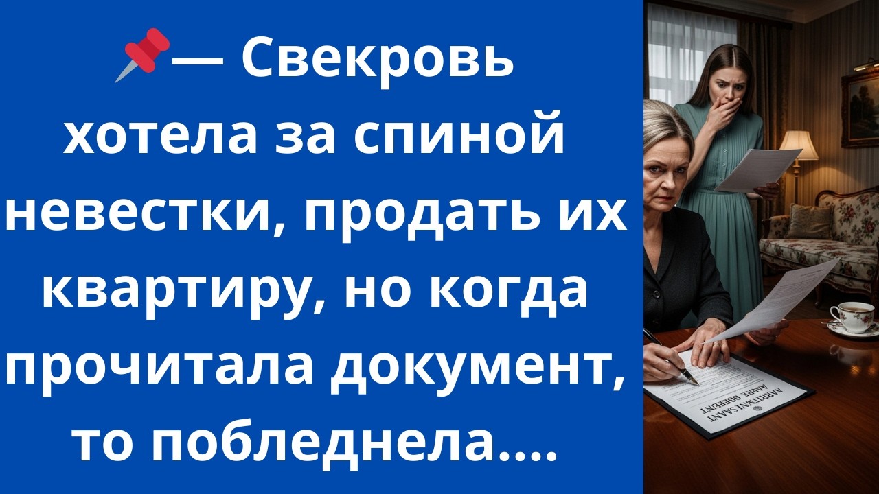 Свекровь хотела за спиной невестки, продать их квартиру, но когда прочитала документ, то побледнела
