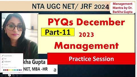 11/December 2023 PYQs of Management UGC NET/ JRF with detail analysis/ UGC NET 2024/ by Dr. Barkha