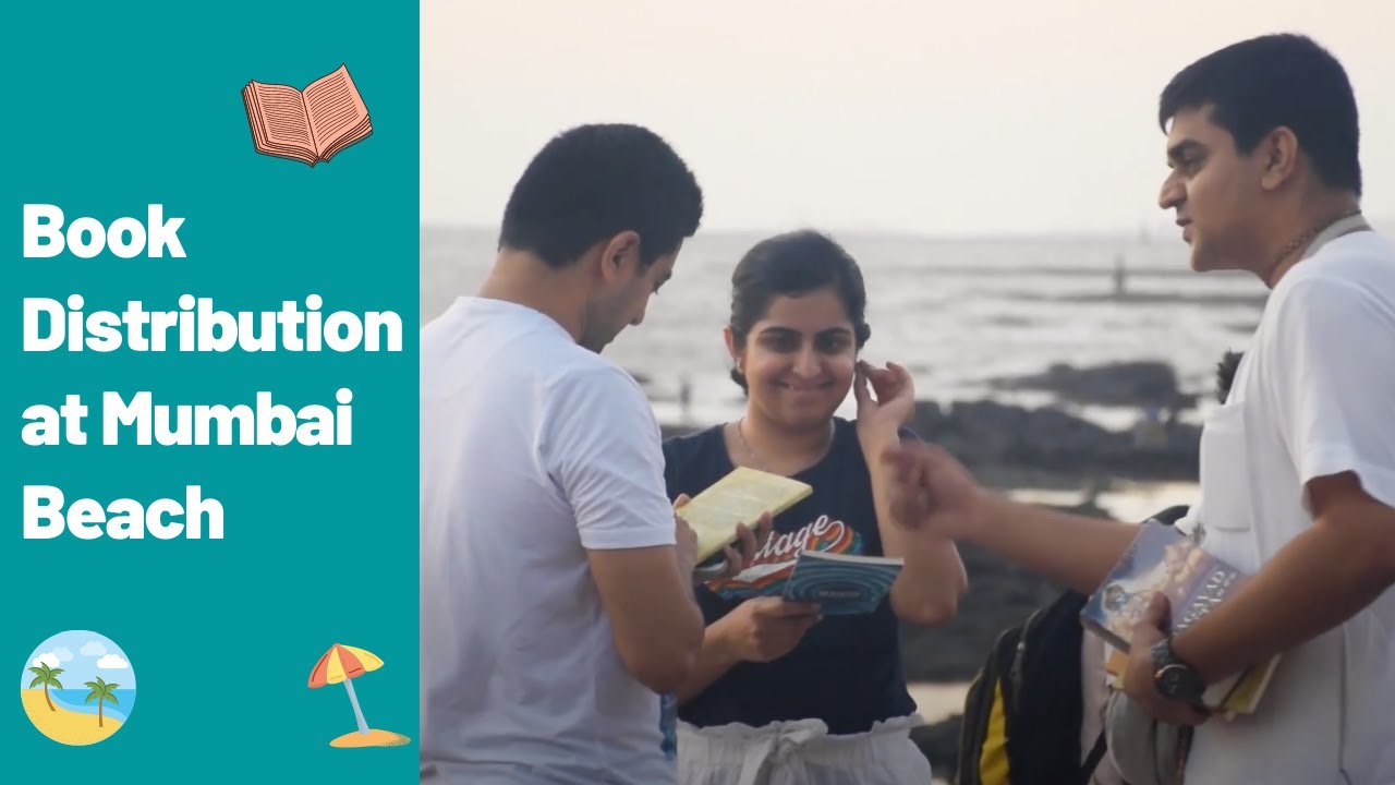 Book Distribution at Mumbai Beach  Most Pleasing to Srila Prabhupad