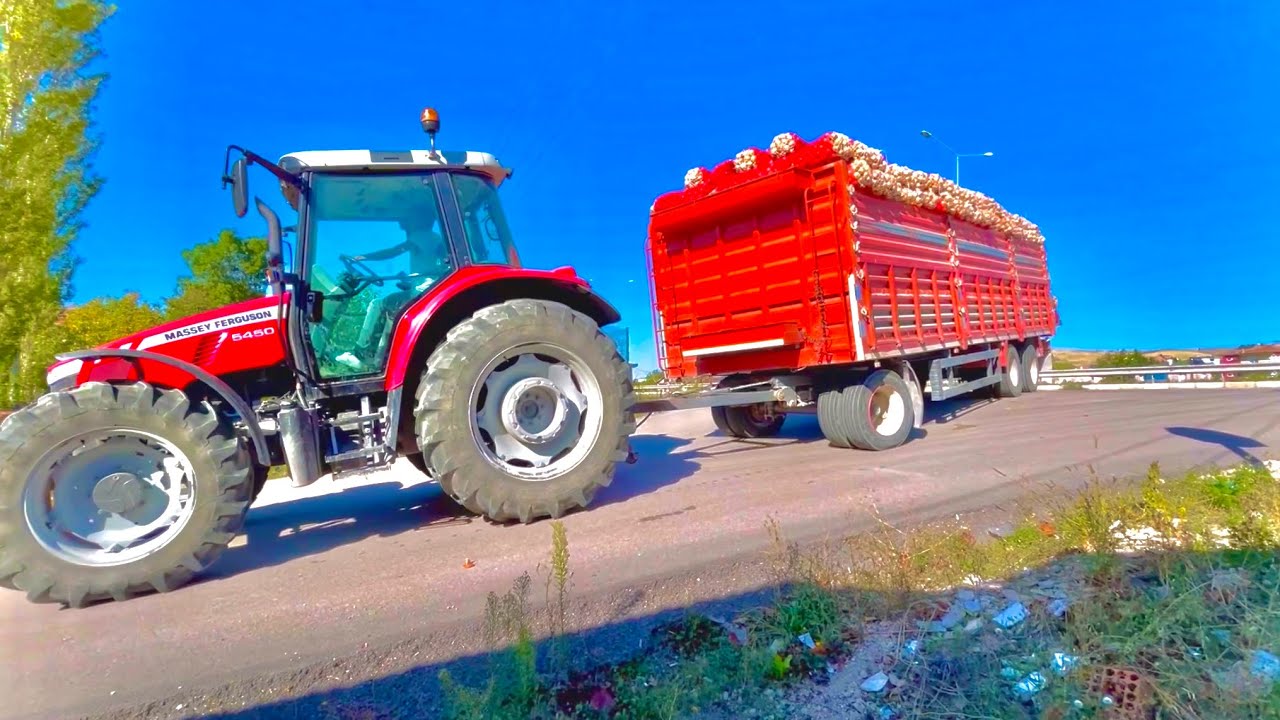 TIR DORSESİ İLE SOĞAN ÇEKİYORUZ // 35 ton İLE YOKUŞ AŞŞAĞI // MASSEY FERGUSON 5450