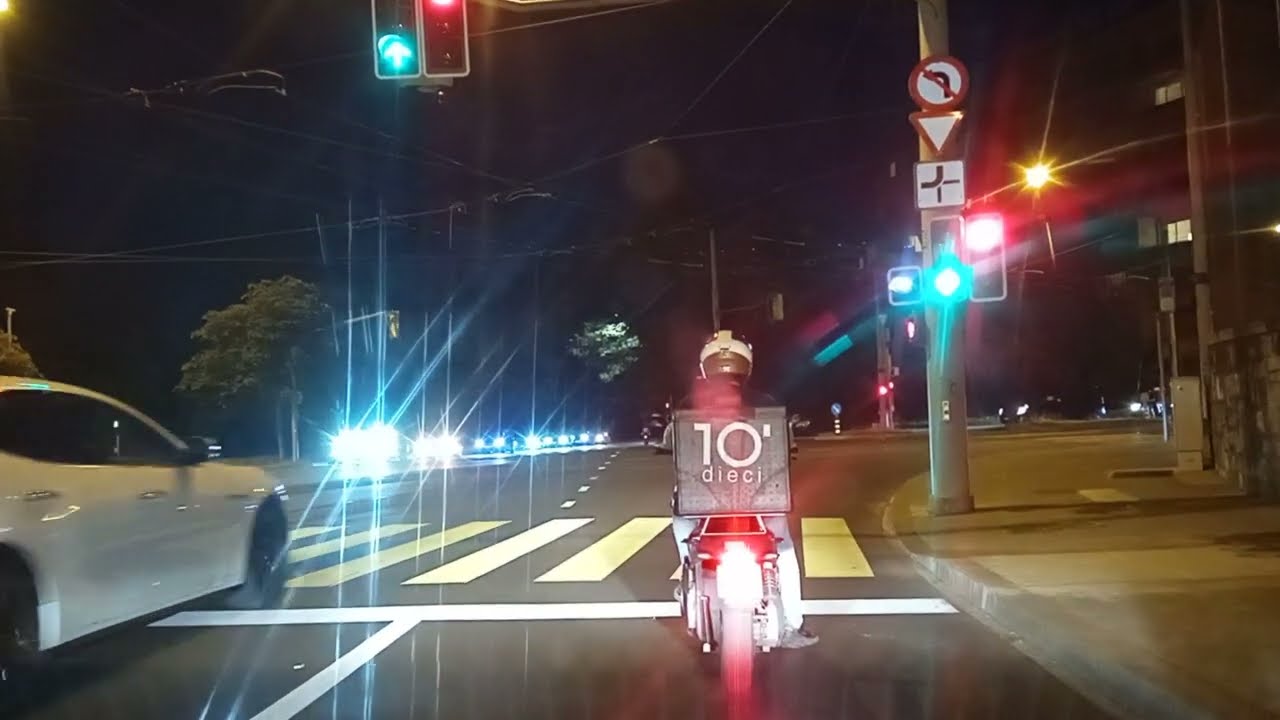 around car driving Geneva in the night CH