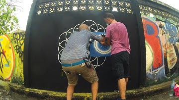"The Violet" Flower of life graffiti  stencil timelapse in Bangkok