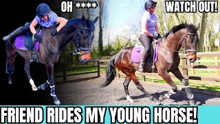 FRIEND RIDES MY YOUNG HORS!E | WILL SHE STAY ON?!?! || VLOG 136