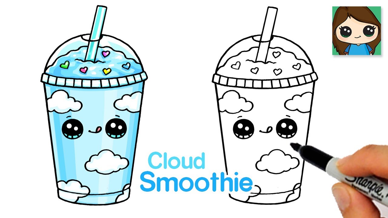 How to Draw a Cloud Smoothie Cute Drink ️ Summer Art Series #17 ...