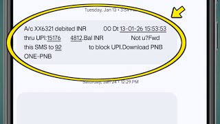 A/c XX6321 debited INR Dt 13-01-26 thru UPI Bal INR Not u?Fwd this SMS to block UPI screenshot 5