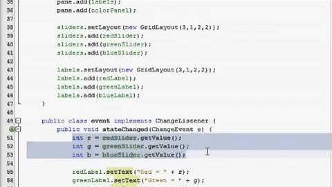 Java GUI Tutorial 22   Slider color changer Part 2