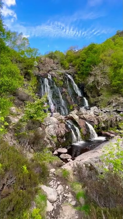 Rhiwargor Waterfall, Lake Vyrnwy, Snowdonia, Wales, a beautiful place in UK , May 2022