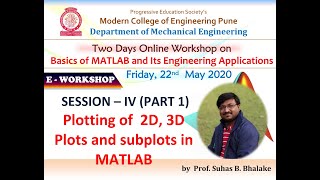 Session V (Part 1) - Plotting of  2D, 3D Plots and subplots in MATLAB