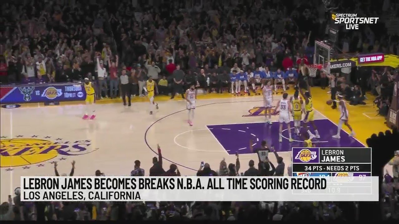 Lebron James breaks all time scoring record - YouTube