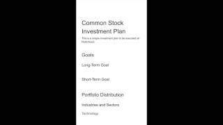 My Investment Strategy for Robinhood! Common Stock Investment Plan.
