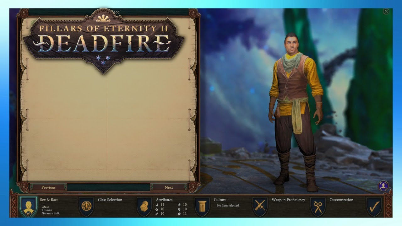 Pillars of Eternity II: Deadfire - Introduction | Character Creation