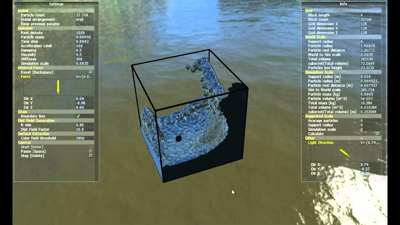 OpenCL SPH Simulation #5 (playing with mass forces) - YouTube