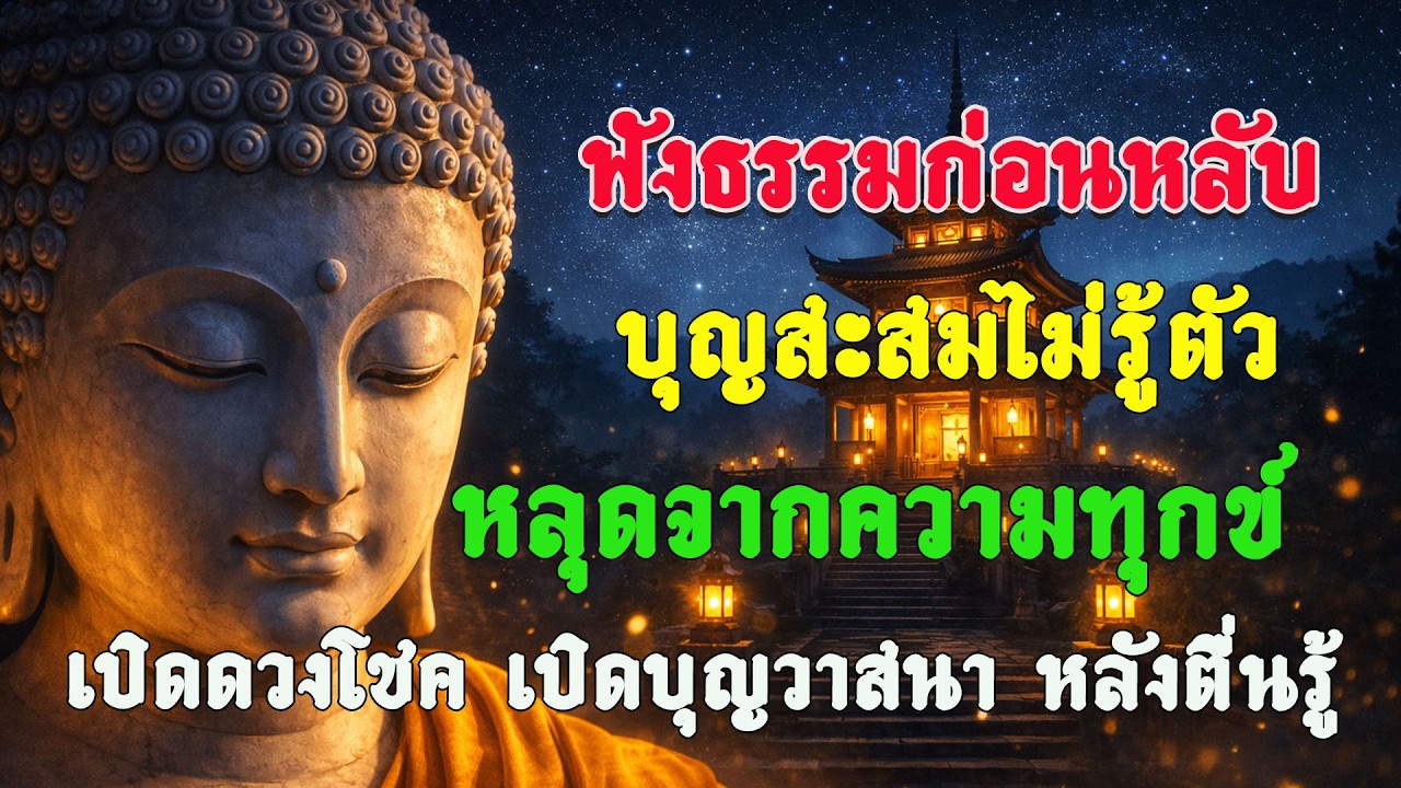 ฟังธรรมก่อนหลับ บุญสะสมไม่รู้ตัว หลุดจากความทุกข์ เปิดดวงโชค เปิดบุญวาสนา หลังตื่นรู้