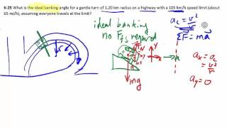 6-25 Banked Curve, Centripetal Acceleration And Forces