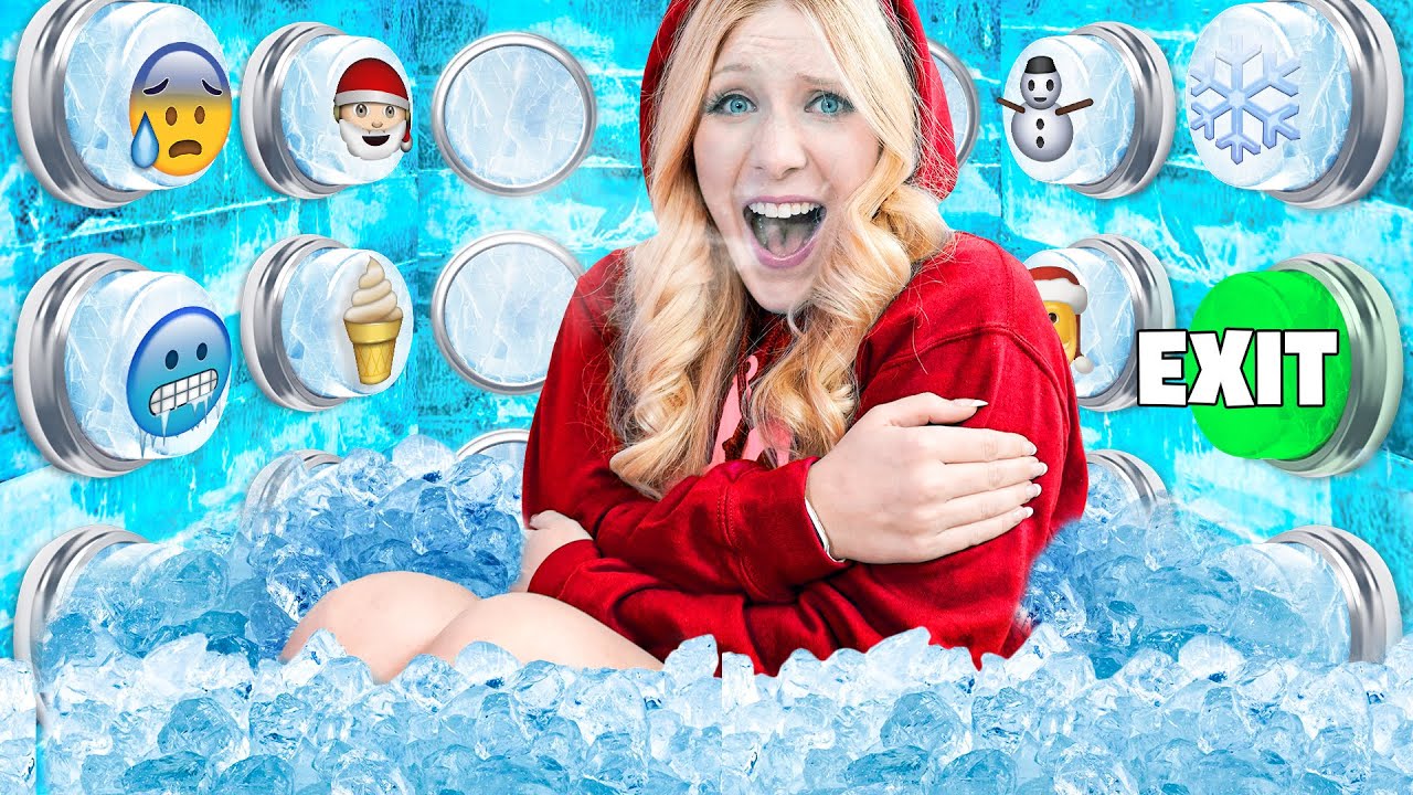100 ICE Mystery Buttons but Only ONE Lets You Escape… *frozen*