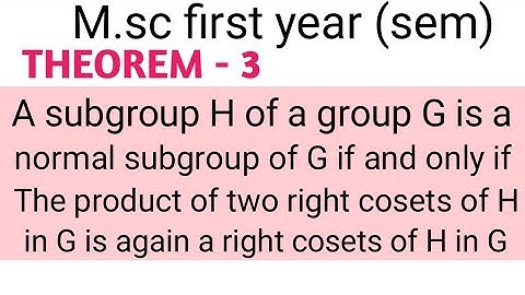 A subgroup H of a group G a normal subgroup the product of two right cosets #mathstudywithpradum