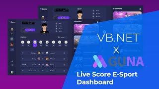 VB.NET - Live Score E-Sport Dashboard - UI Modern Design - Guna.UI Framework | C#, VB.NET screenshot 5