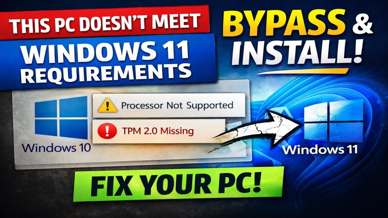 Upgrade to Windows 11 on Unsupported PC (TPM & CPU Bypass)