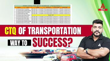 CTQ of Transportation Is this the way to Success? | GATE 2023 Preparation | By Pratik sir