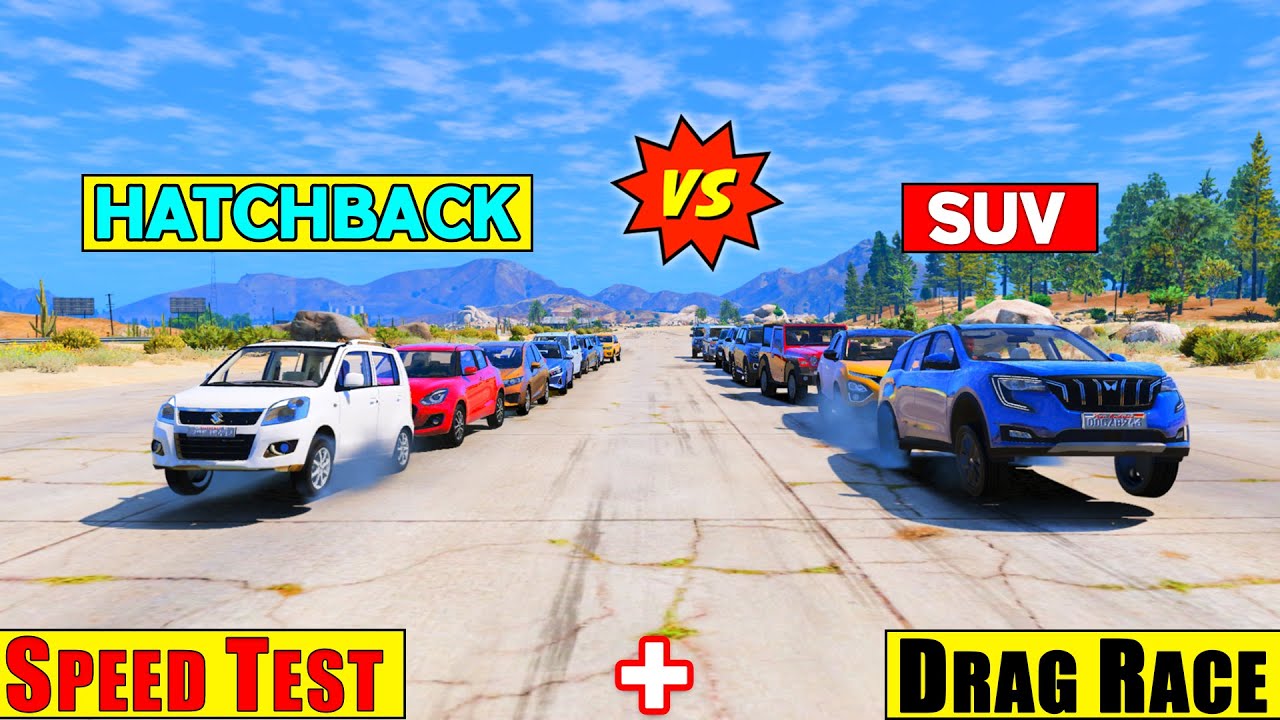 GTA 5 Indian SUVs Vs Indian Hatchback Cars Top Speed + Drag Race in