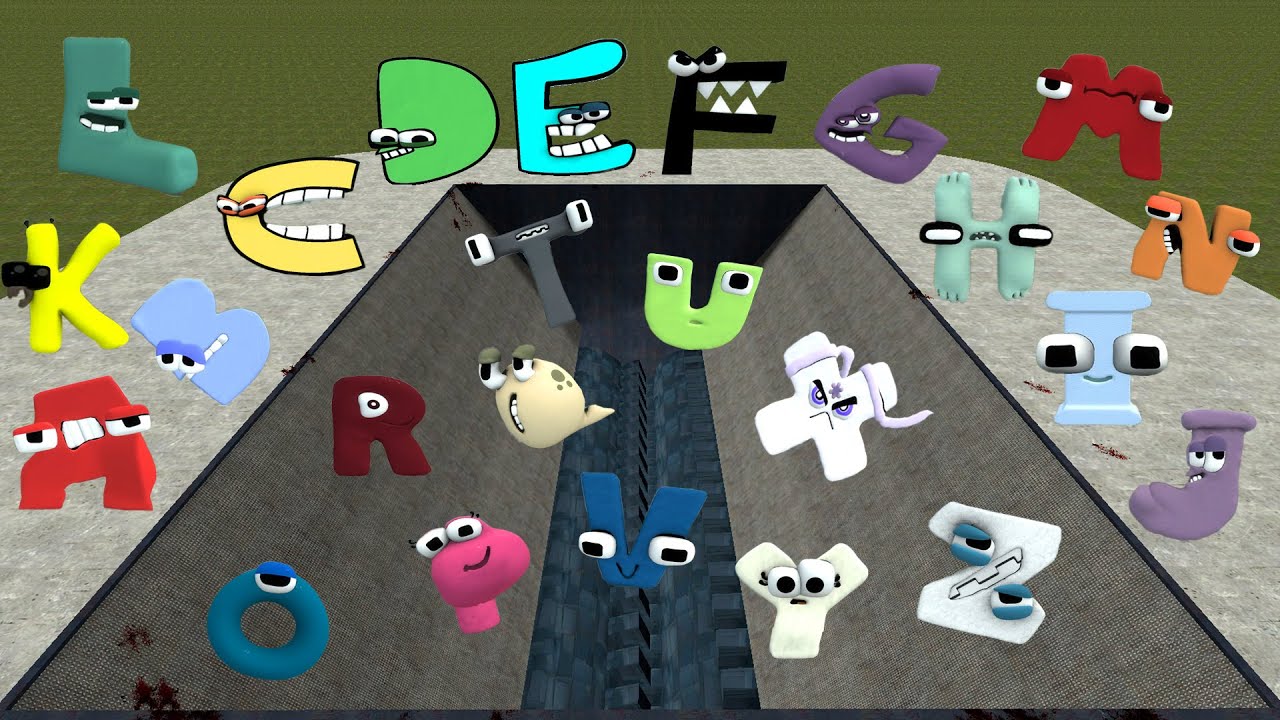 DESTROY ALL 3D ALPHABET LORE FAMILY in GIANT SHREDDER Garry's Mod