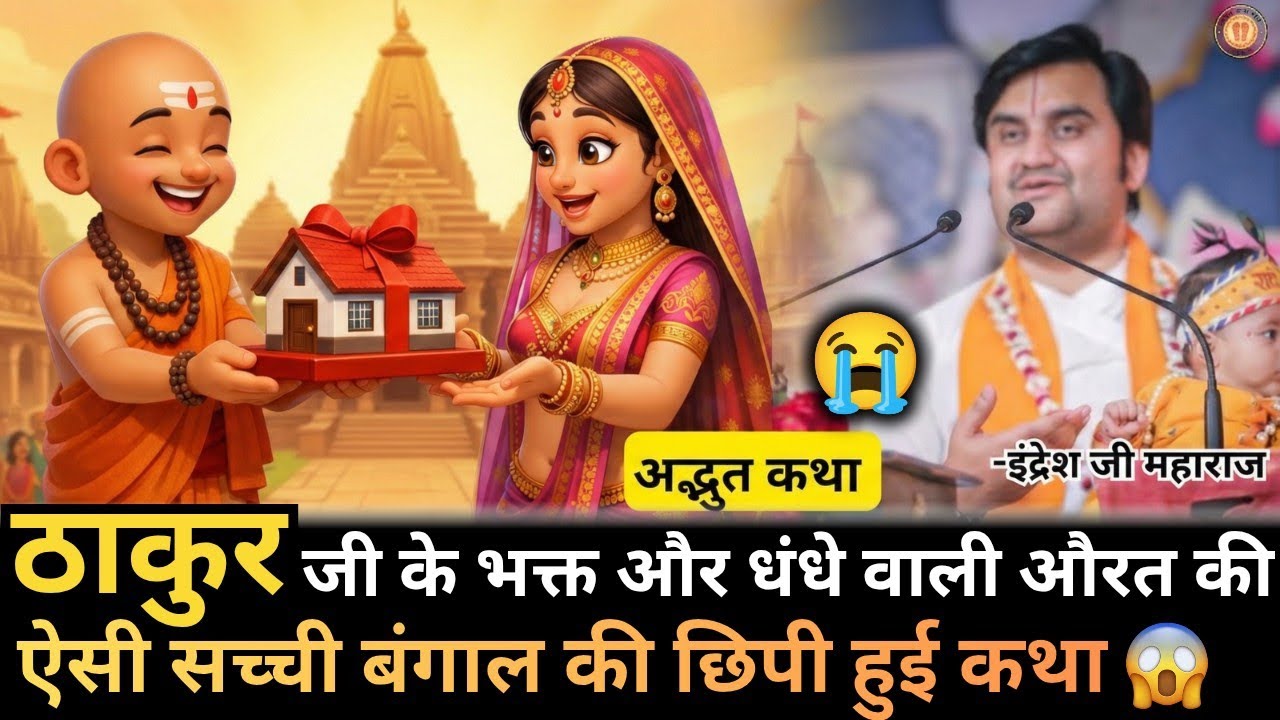 ठाकुर जी के भक्त और धंधे वाली औरत 😱😱 #indreshji #bhagwatkatha  #bhaktipath #bhaktmaalkatha