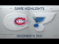 NHL Highlights | Canadiens vs. Blues - Dec 11, 2021