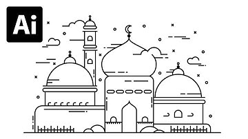 How to Create Arabic Mosque (Outlines) | Adobe Illustrator Tutorials