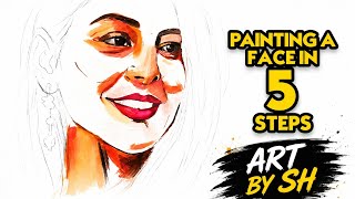 How to Paint a Realistic Portrait in 5 Simple Steps | Complete Beginner Painting Tutorial.