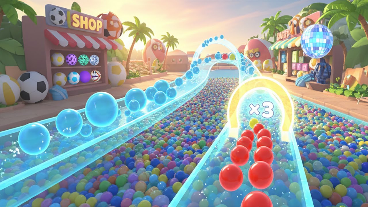 Aquapark Balls Party – Crazy Water Slide Race Challenge - EP 23