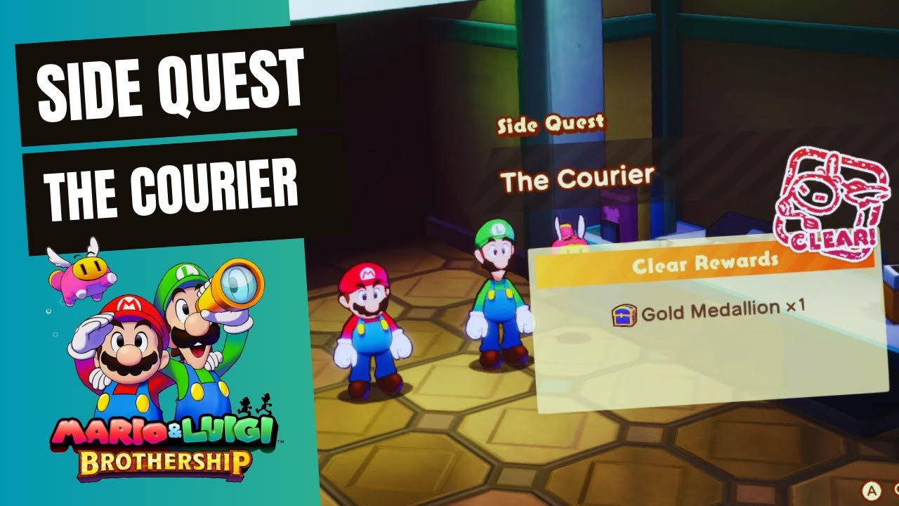 MARIO LUIGI BROTHERSHIP SIDE QUEST THE COURIER GOLD MEDALLION CLEAR GAMEPLAY GIMSAJO