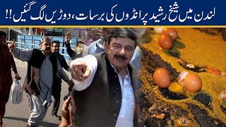 Exclusive Video!! Eggs Thrown At Sheikh Rasheed In London