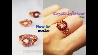 Crystal Flower Ring - How To Make Jewelry From Copper Wire 532