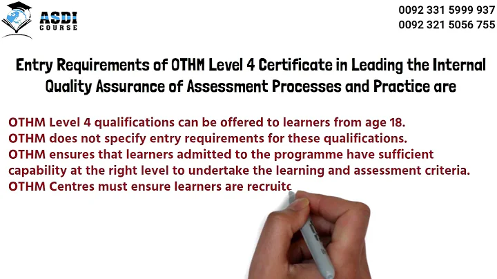 OTHM Level 4 Certificate in Leading the Internal Quality Assurance of Assessment Processes and Prac